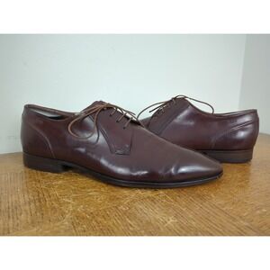 Hugo Boss Medium Brown Leather Derby Oxfords Shoes Sz 8 Made in Italy